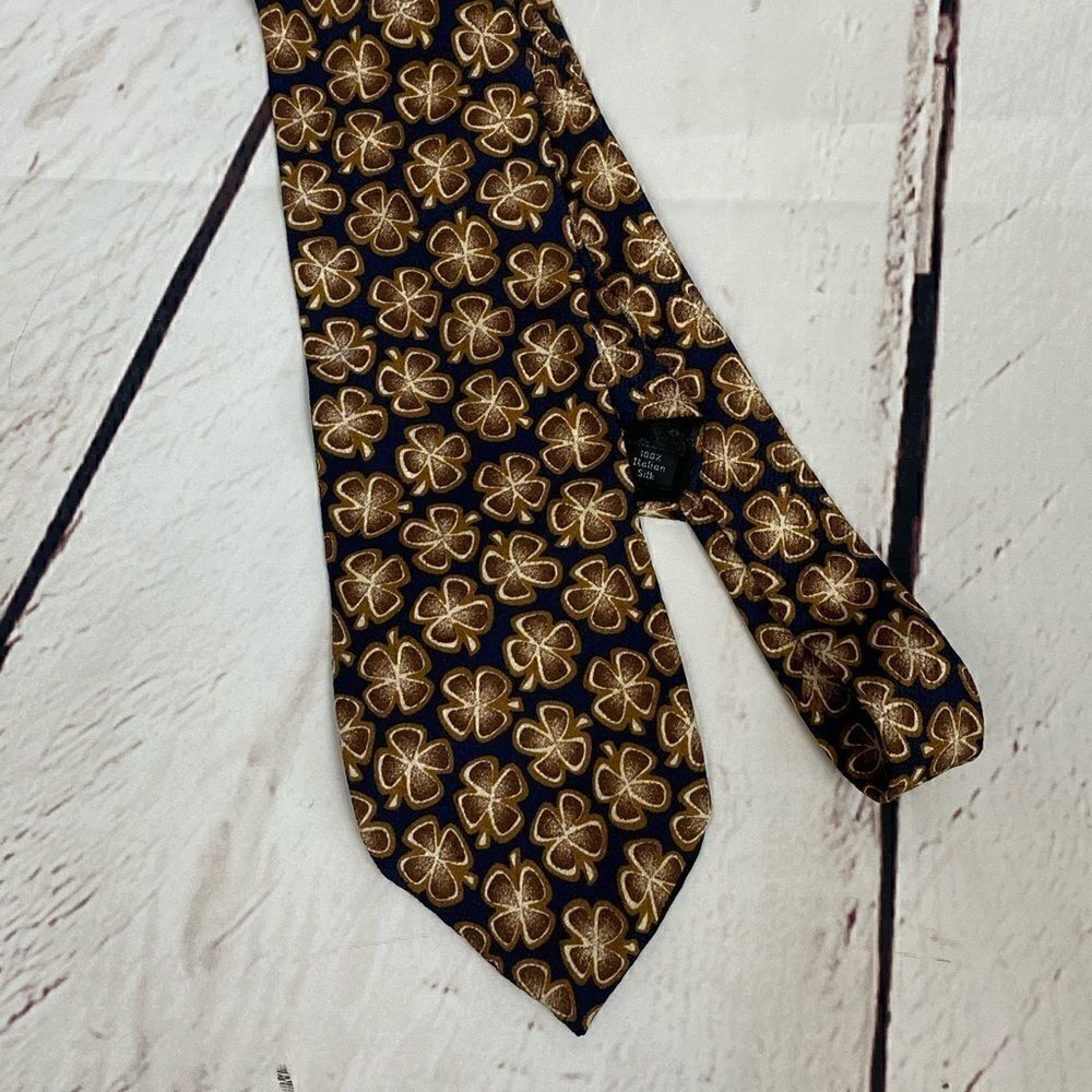 Bugatti Navy Blue Brown Clover 100% Silk tie